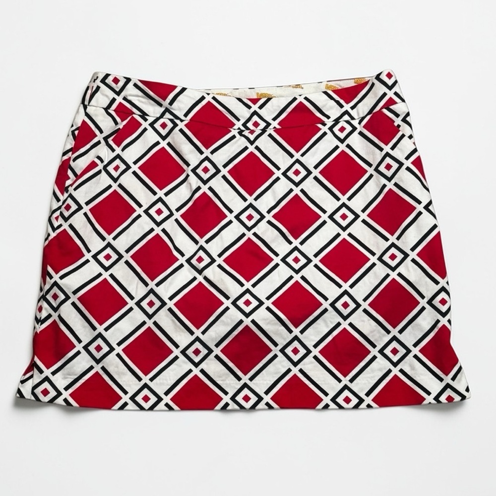LOUDMOUTH Ladies Red Geometric Print A-Line Skirt Skort Golf Pickleball Tennis 6
